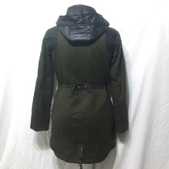 Guess Winter Ski Jacket Insert Quilted Puffer Hooded Trench Coat Small - Picture 9 of 14